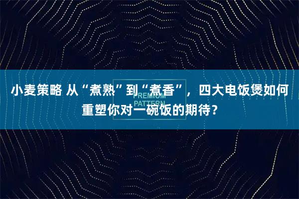 小麦策略 从“煮熟”到“煮香”，四大电饭煲如何重塑你对一碗饭的期待？
